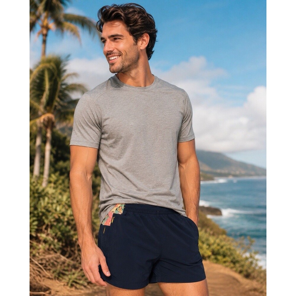 Birddogs Boom Shorts Men’s Athletic Pockets 6.5” Ins Lined Navy Tropical Medium